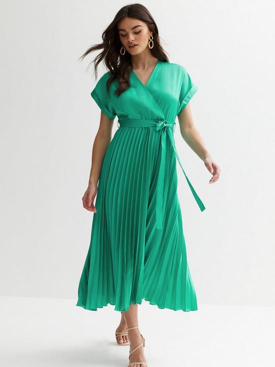 front image of new-look-satin-pleated-midi-wrap-dress-greennbsp
