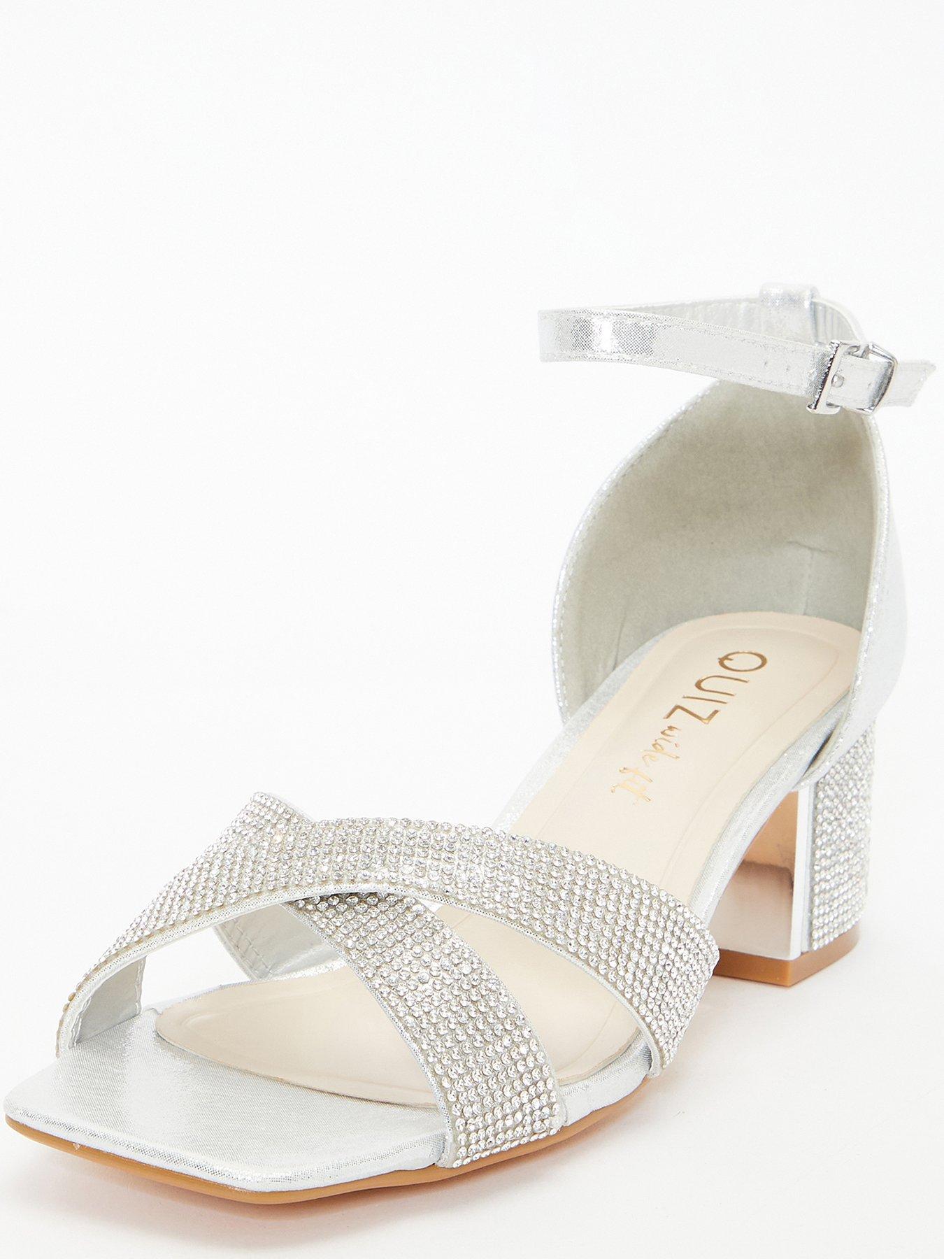 Silver diamante heeled outlet sandals