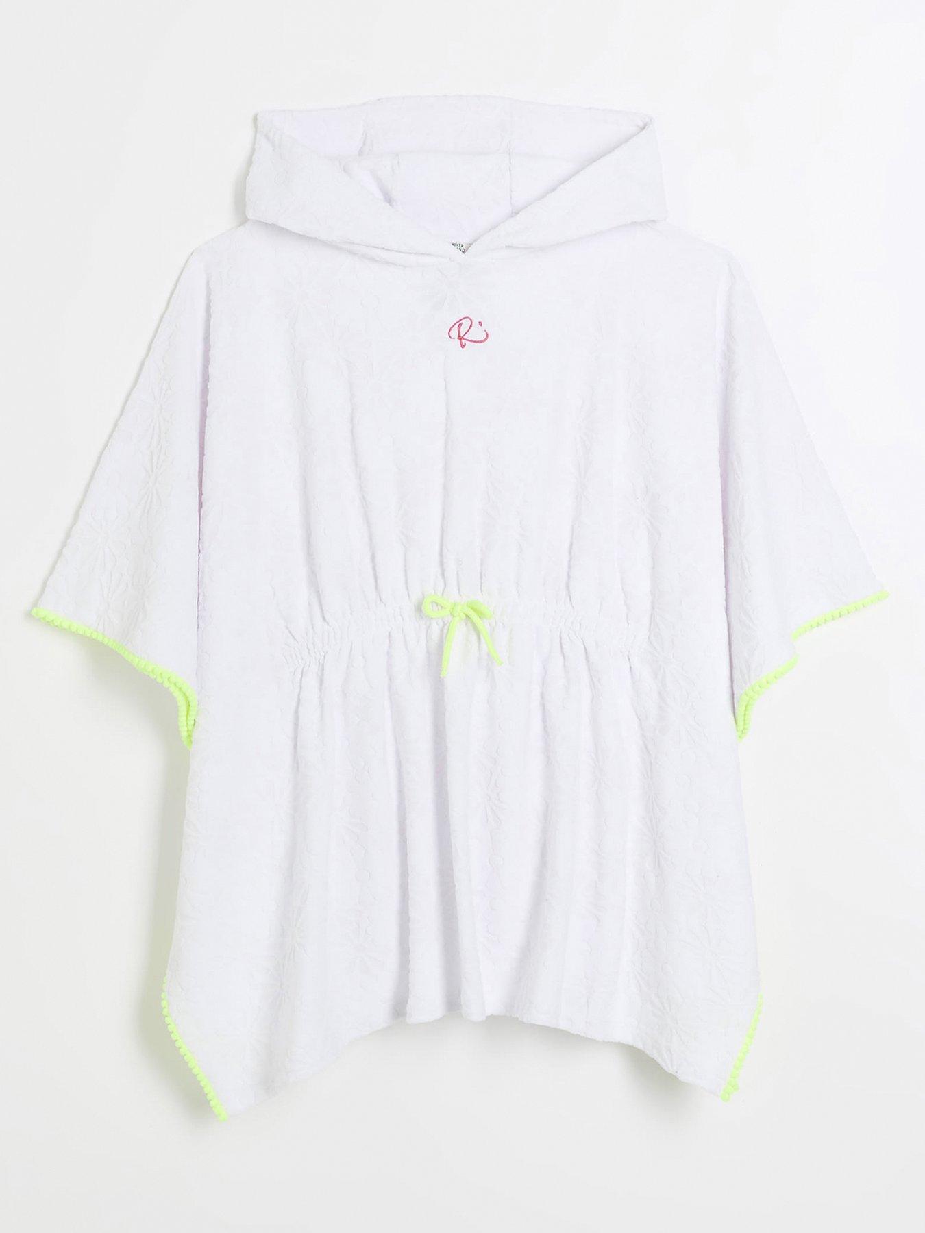 river-island-girls-floral-embossed-towel-poncho-white