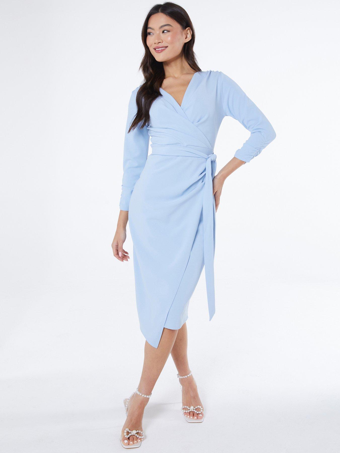 Pale blue wrap dress online