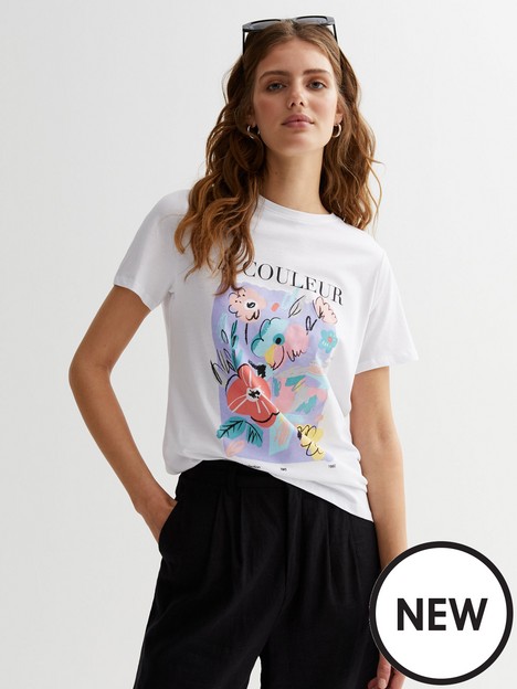 new-look-white-la-couleur-floral-art-logo-t-shirt