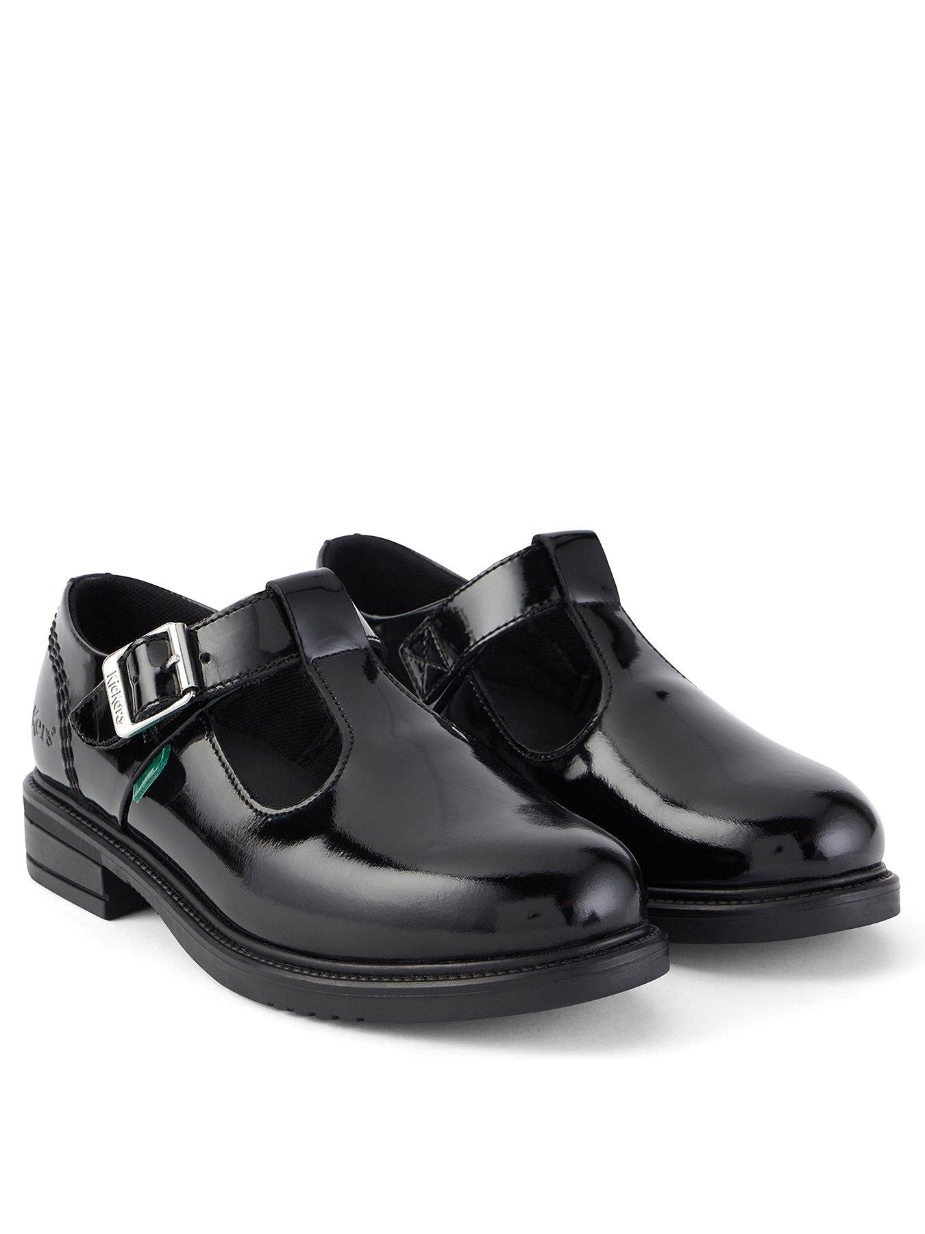 Kickers Lach T Bar Patent School Shoe Black littlewoods