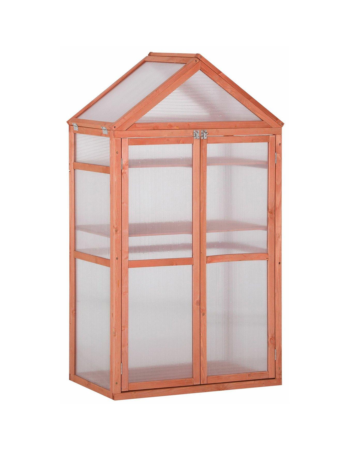 undefined Wooden Cold Frame Greenhouse for Plants - 80 x 47 x 138cm, Orange