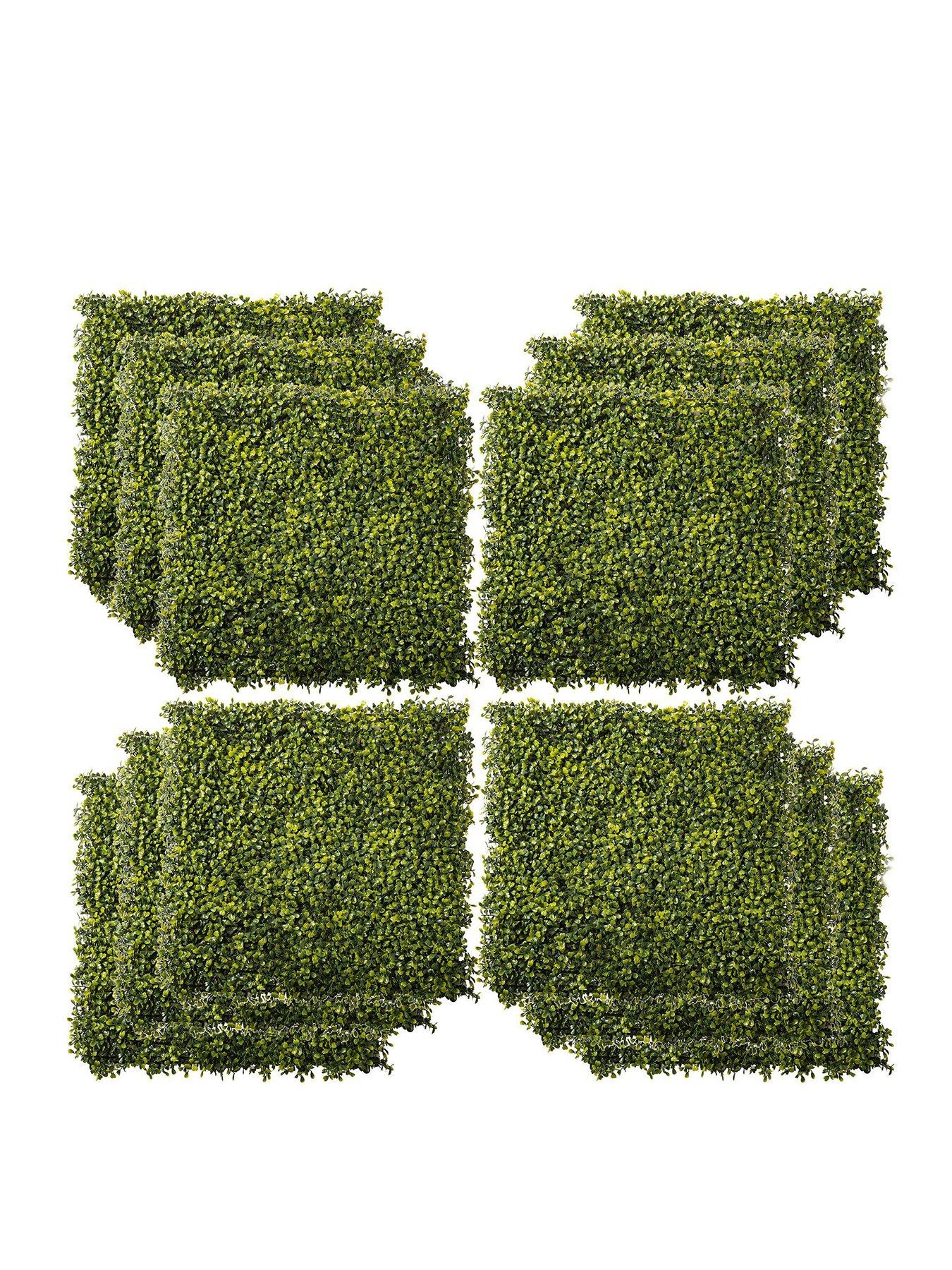 undefined 12-Piece 50 x 50cm Artificial Boxwood Wall Panel - Milan Grass, Privacy Fence Screen