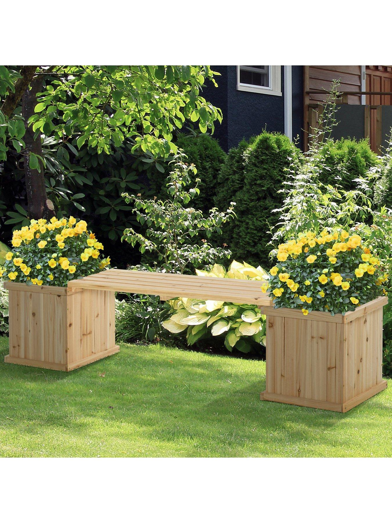 outsunny-wooden-garden-planter-amp-bench