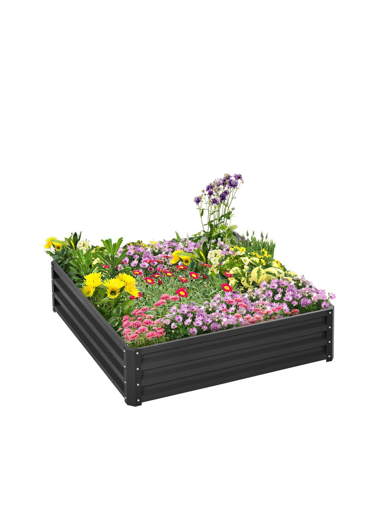 Image 2 of 7 of OutSunny Raised Garden Bed Frame Outdoor Planter Kit for&nbsp;Flowers &amp; Vegetables -&nbsp;Grey