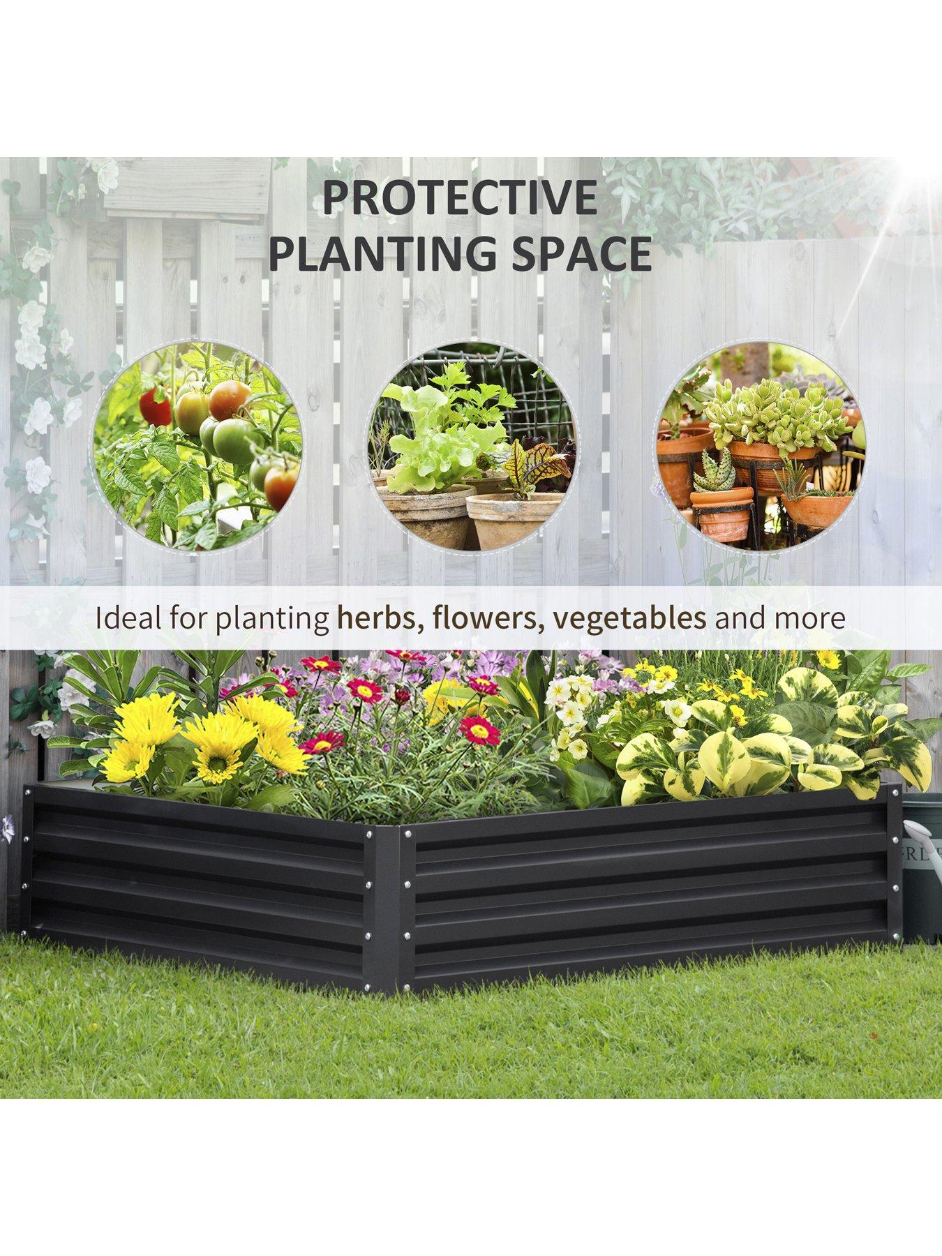 Image 4 of 7 of OutSunny Raised Garden Bed Frame Outdoor Planter Kit for&nbsp;Flowers &amp; Vegetables -&nbsp;Grey