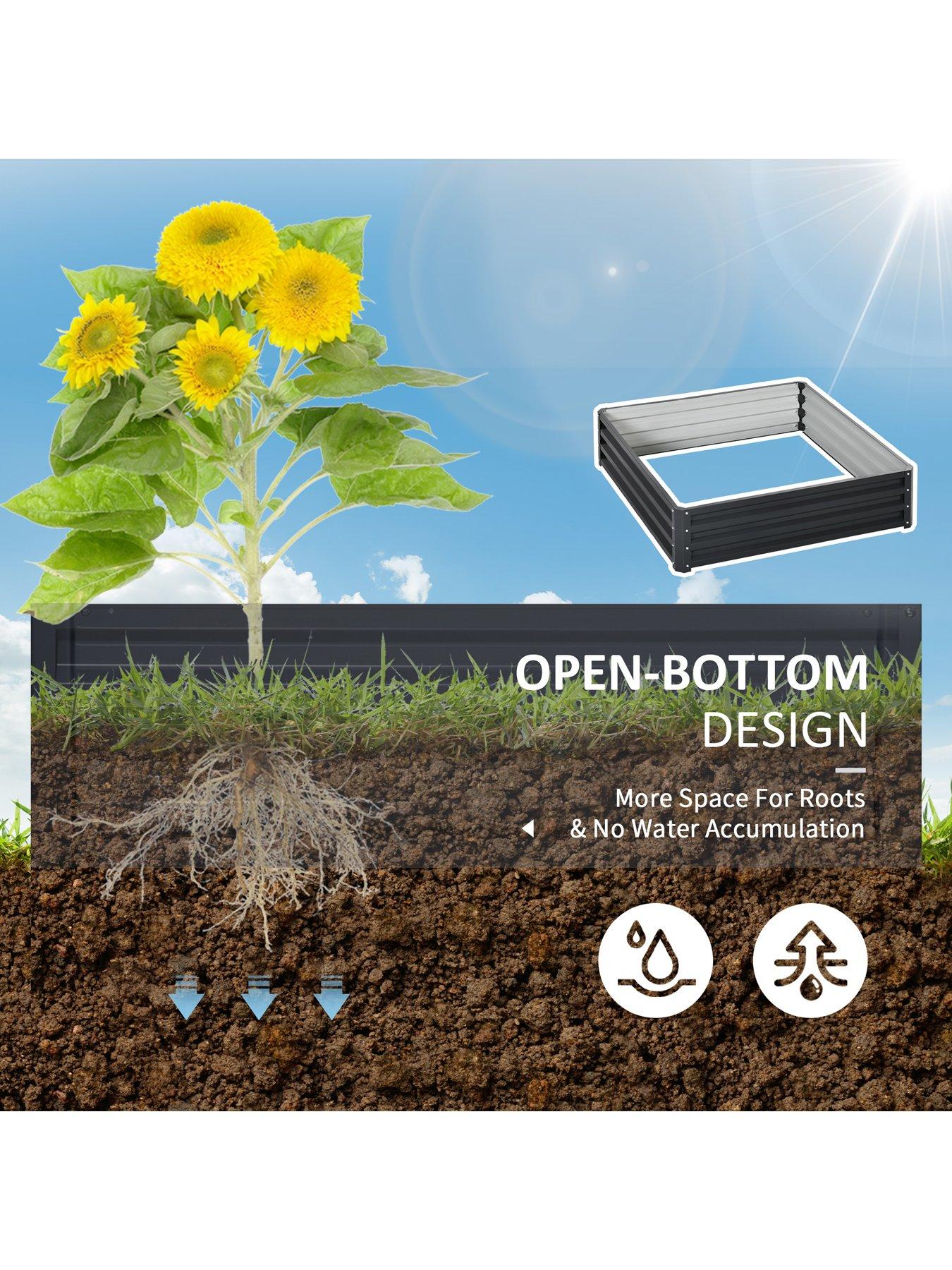Image 6 of 7 of OutSunny Raised Garden Bed Frame Outdoor Planter Kit for&nbsp;Flowers &amp; Vegetables -&nbsp;Grey