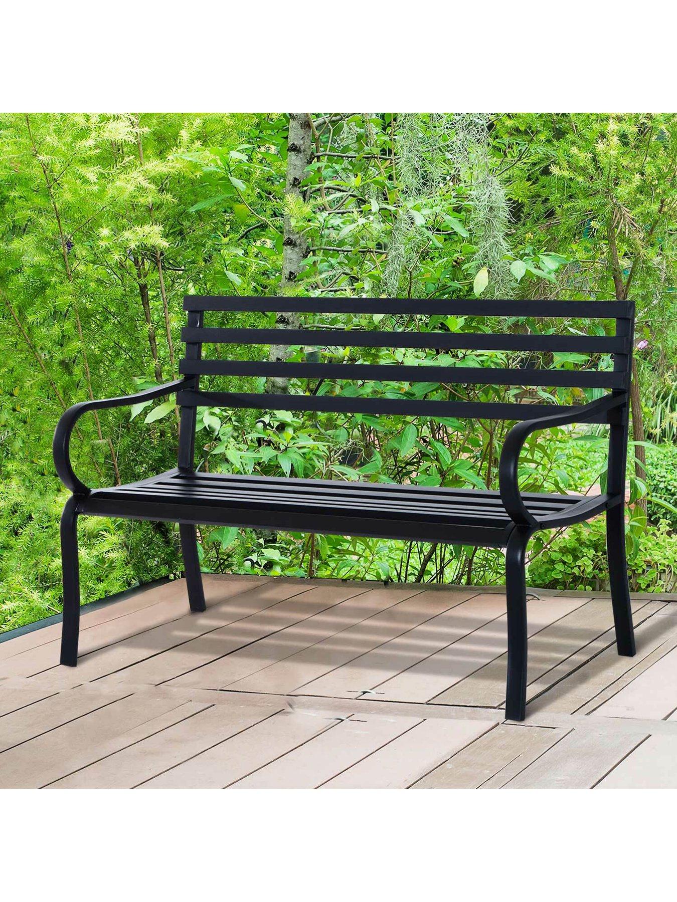 undefined 2-Seat Metal Bench - Black