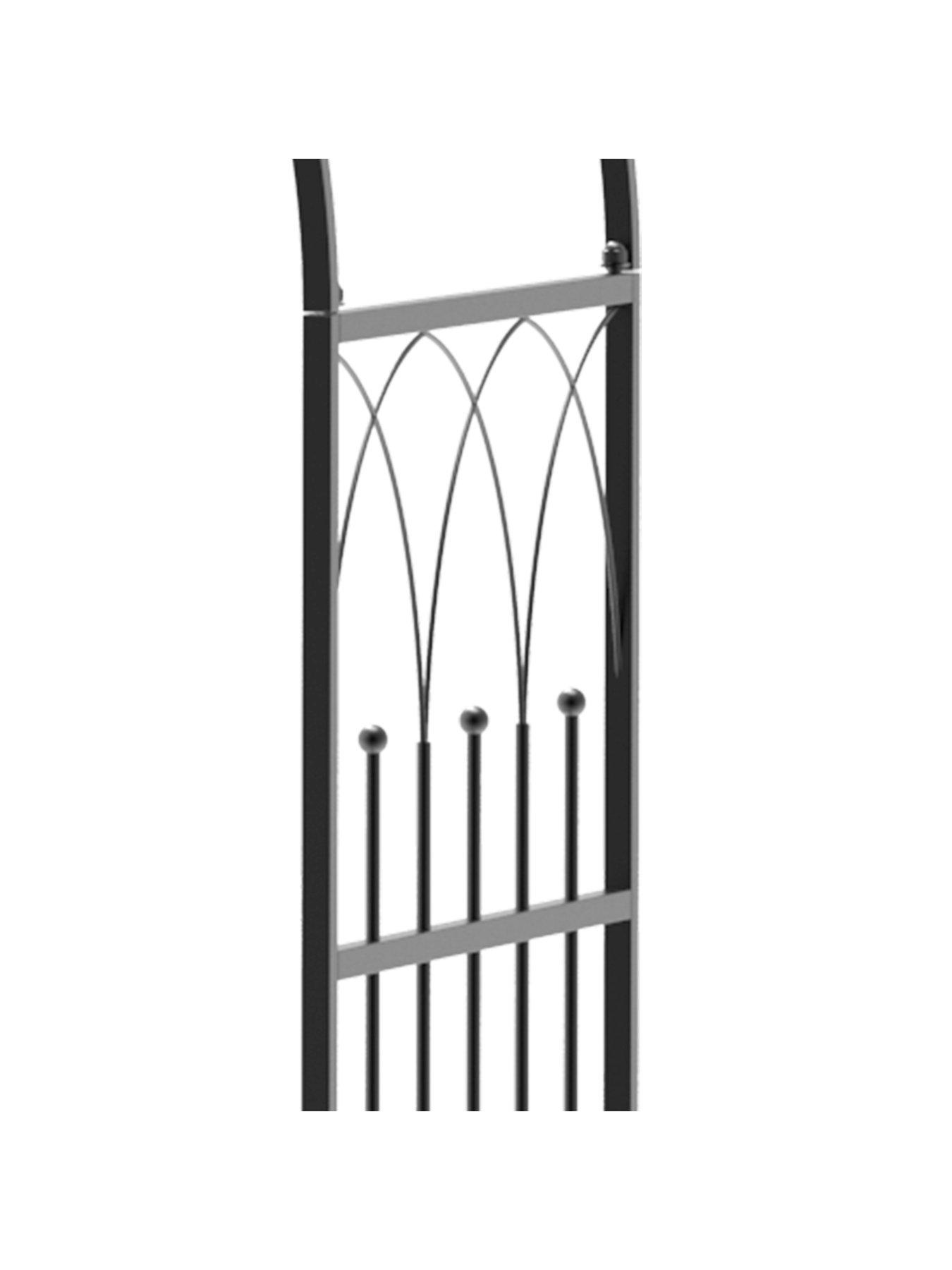 image of outsunny-metal-frame-bench-withnbsparch-for-2-people-h-203-lnbsp115-wnbsp59cm--nbspblack