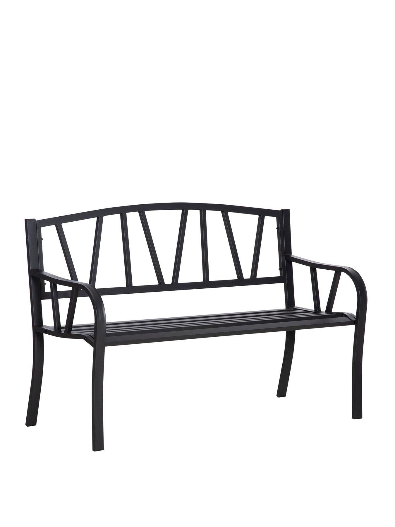  image of outsunny-2-seater-garden-bench-metal-loveseat-with-decorative-backrest-andnbspergonomic-armrest