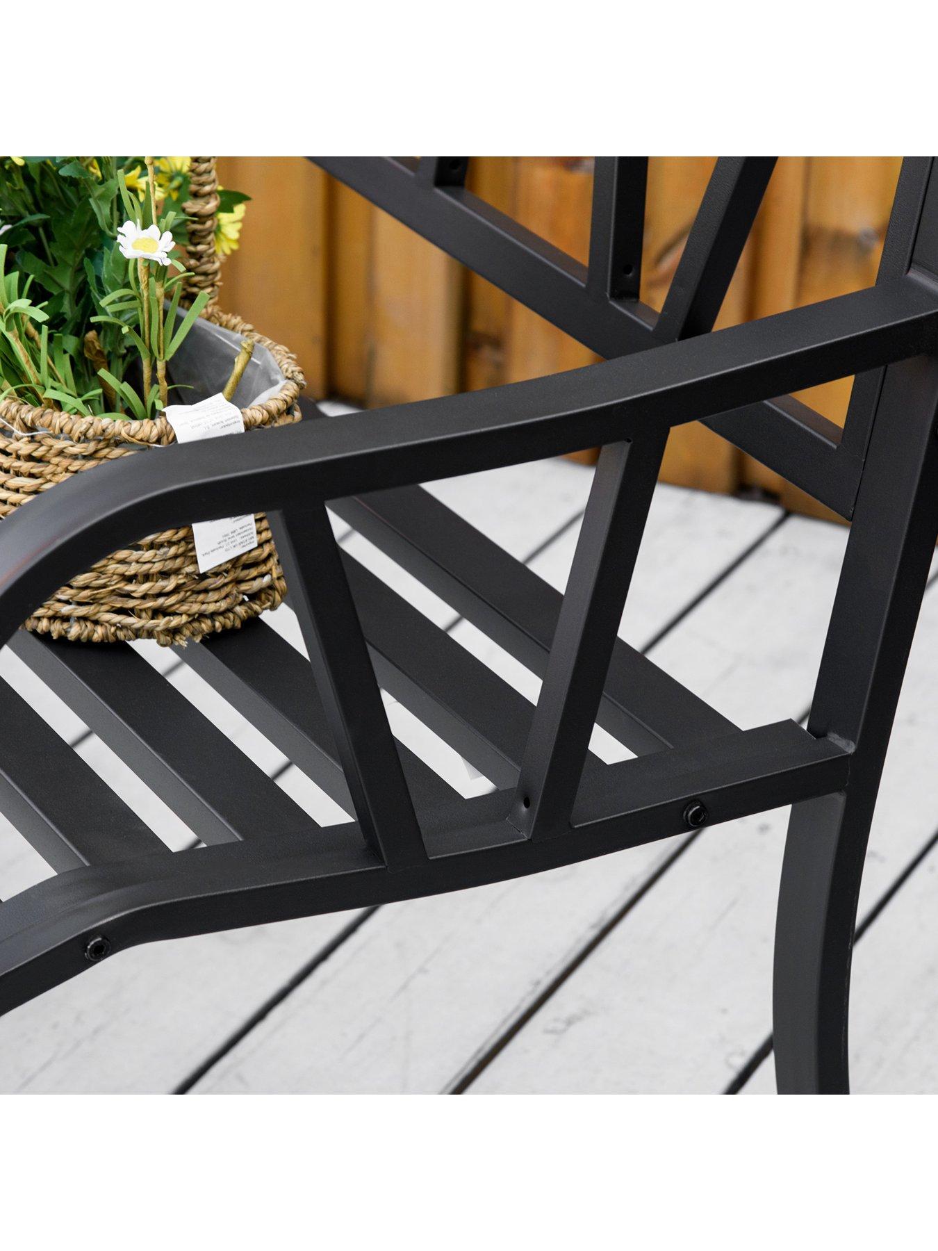  image of outsunny-2-seater-garden-bench-metal-loveseat-with-decorative-backrest-andnbspergonomic-armrest