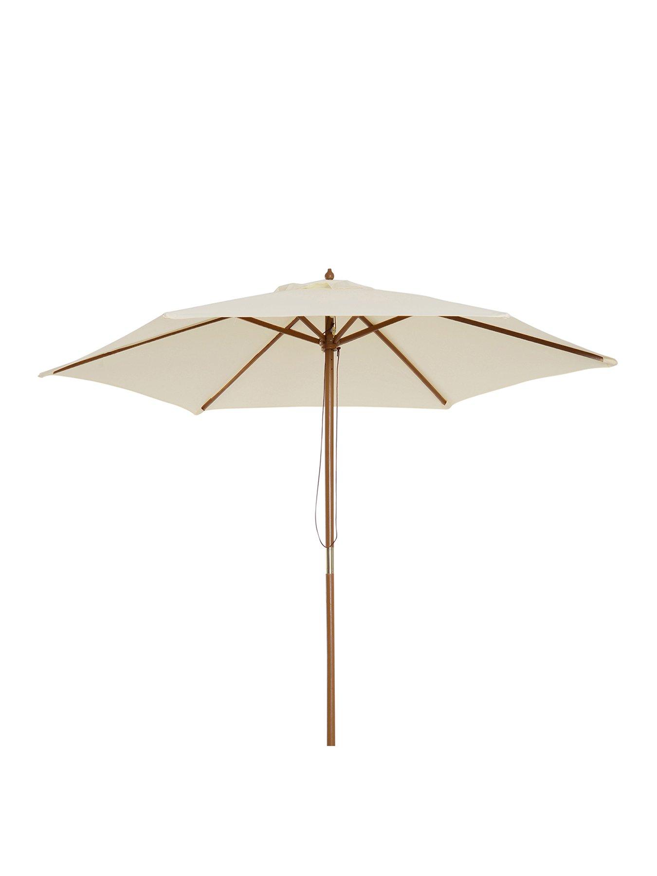  image of outsunny-25m-wooden-umbrella-parasol--nbspcream