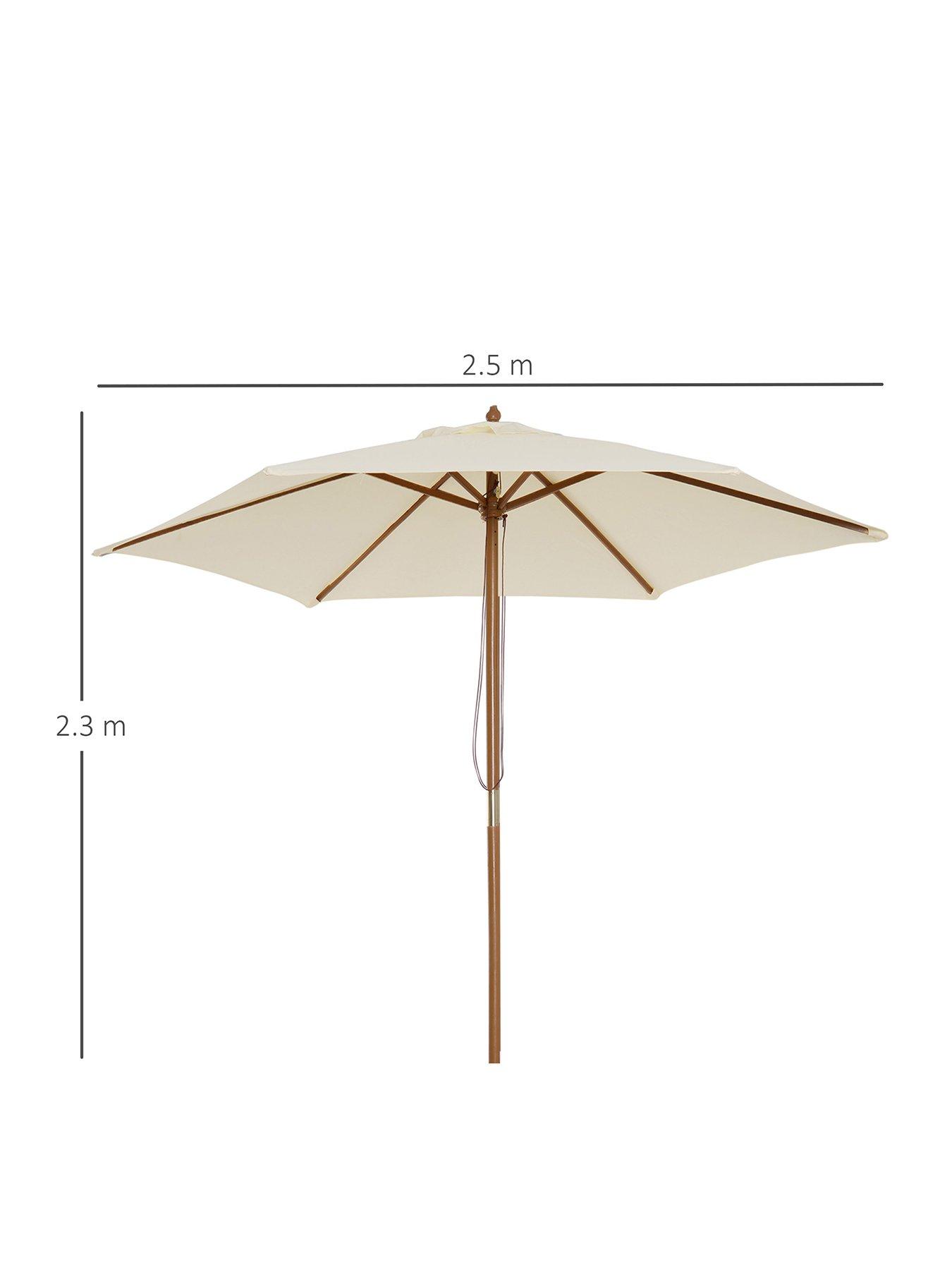  image of outsunny-25m-wooden-umbrella-parasol--nbspcream