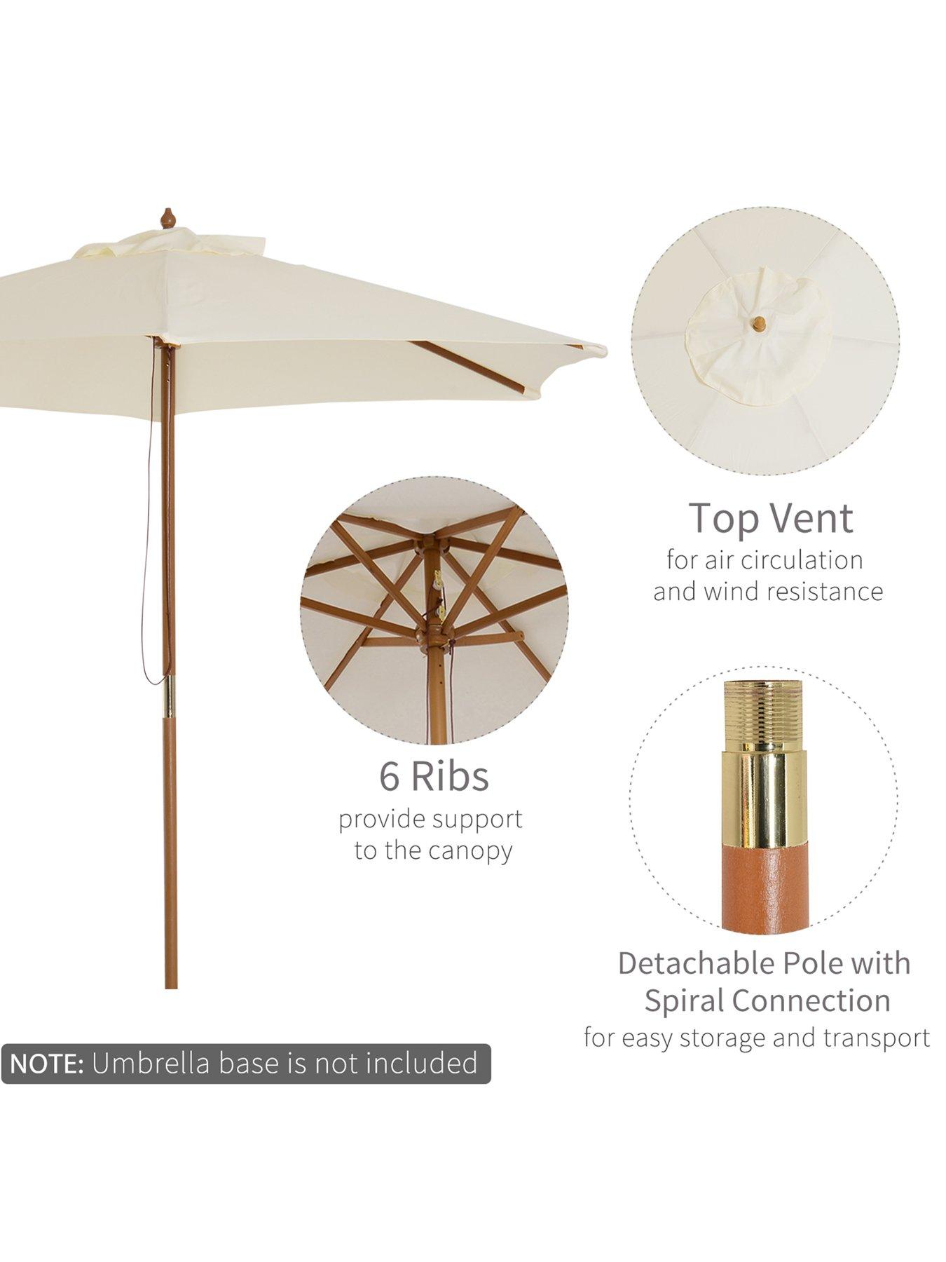  image of outsunny-25m-wooden-umbrella-parasol--nbspcream
