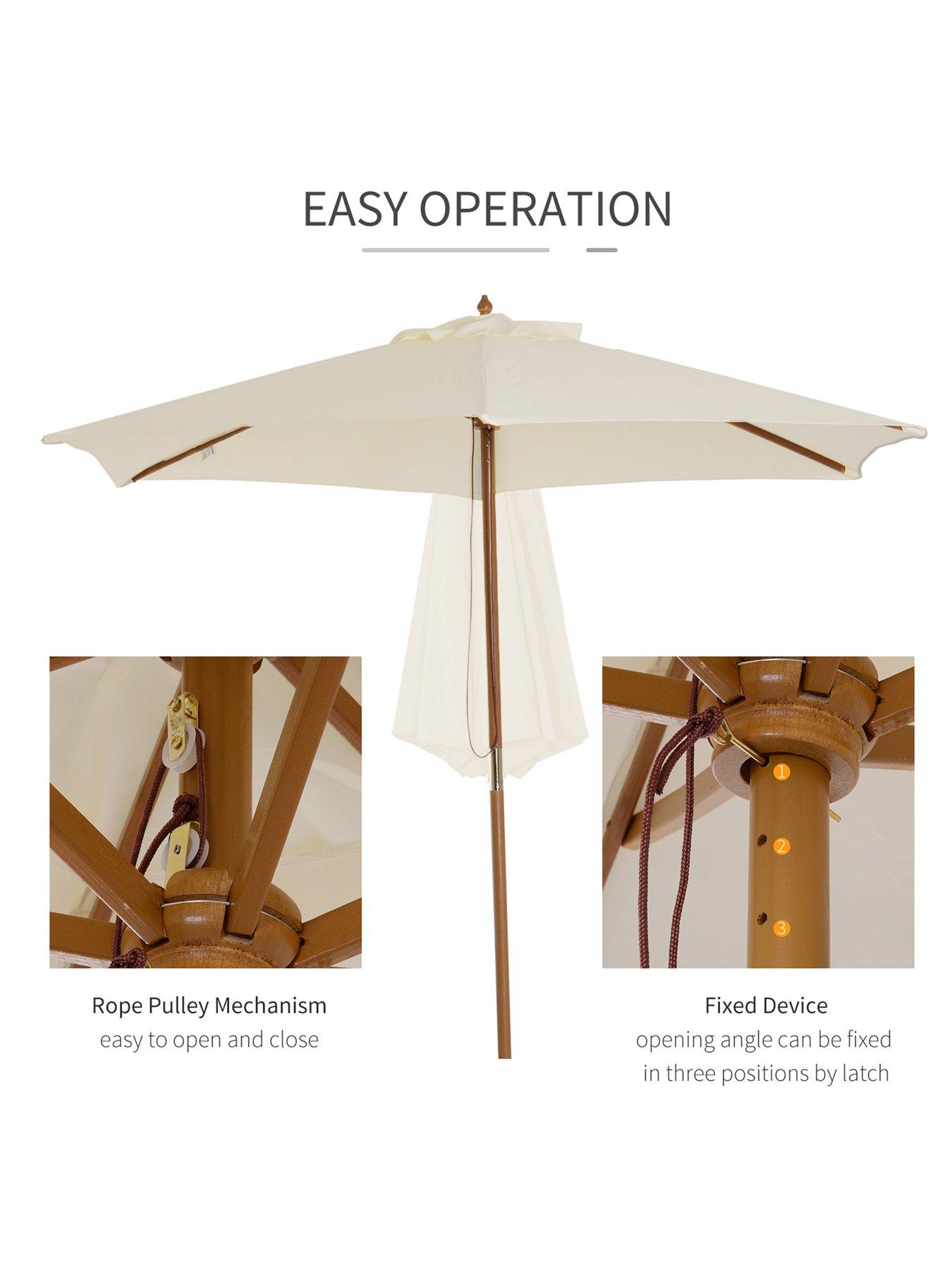  image of outsunny-25m-wooden-umbrella-parasol--nbspcream