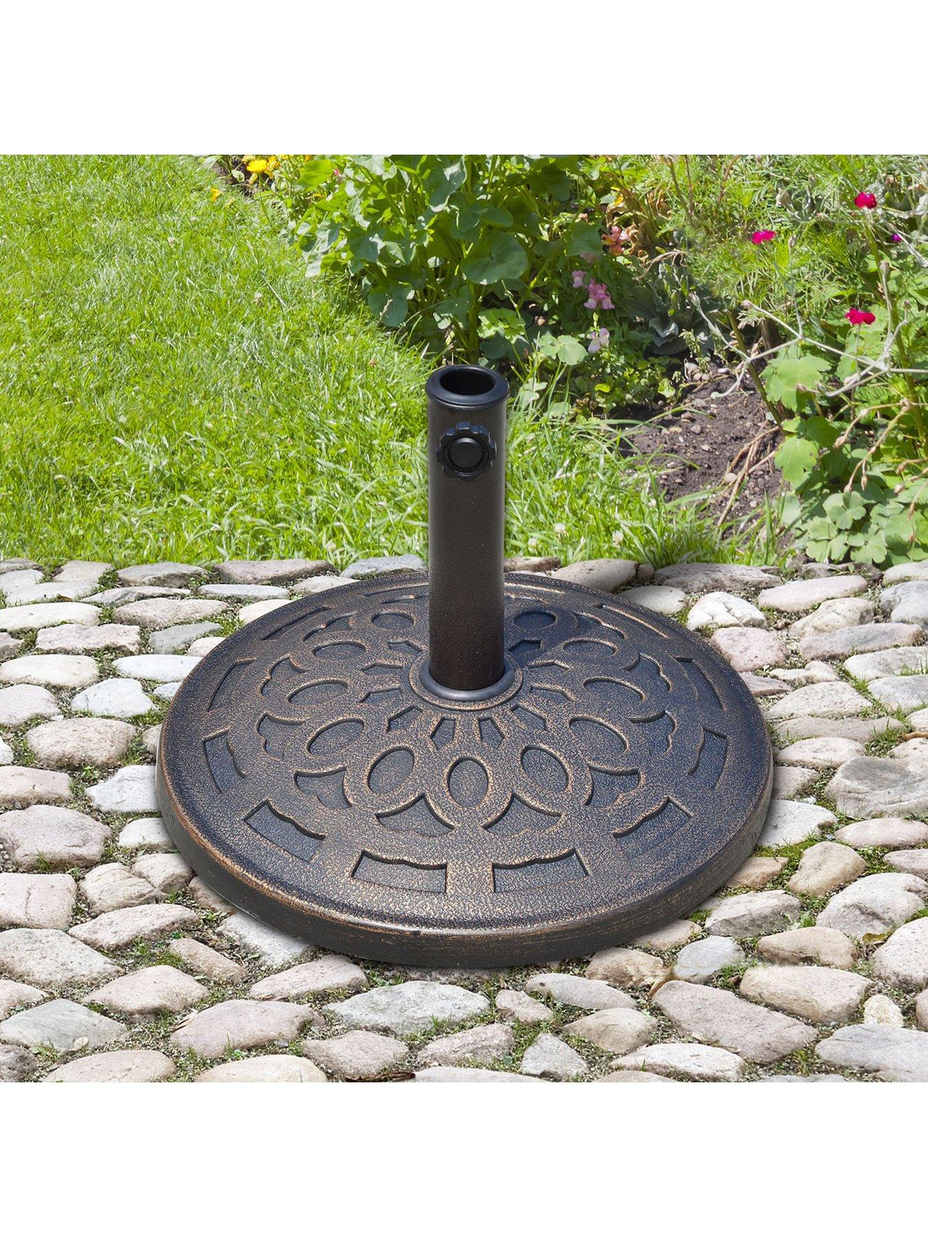 undefined Patio Umbrella Stand Parasol Base 14KG Round Bronze