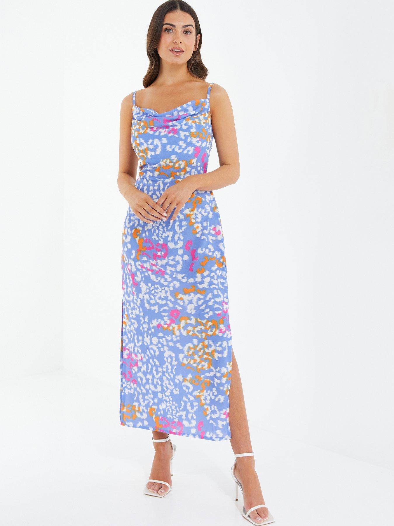 Chi Chi London Mireya Bardot Dress Blue littlewoods