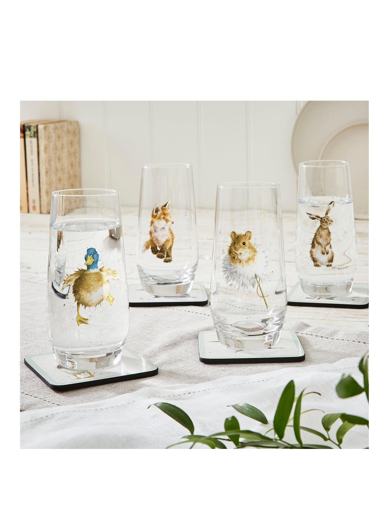 ROYAL WORCESTER Wrendale Designs Set of 4 Hi Ball Glasses