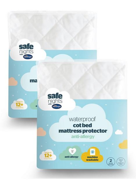 silentnight-safe-nights-waterproof-cot-bed-mattress-protector-bundle-2-pack-white