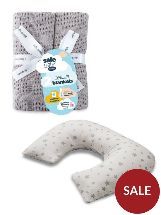 front image of silentnight-safe-nights-grow-with-me-pillow-and-cellular-blanket-bundle--grey
