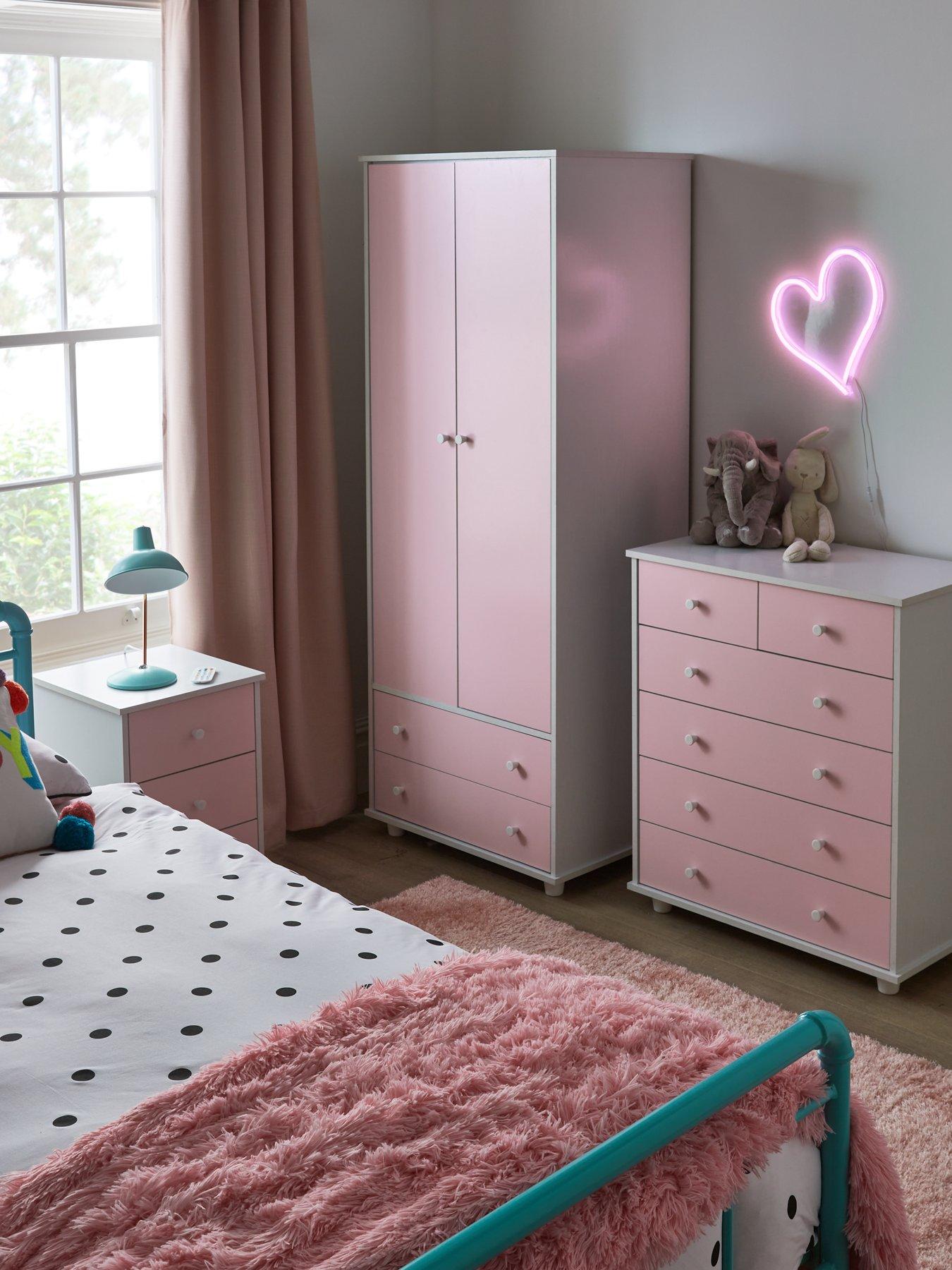 very-home-miami-fresh-kids-3-piece-package-2-door-2-drawer-wardrobe-5-drawer-chest-3-drawer-bedside-chest-pink