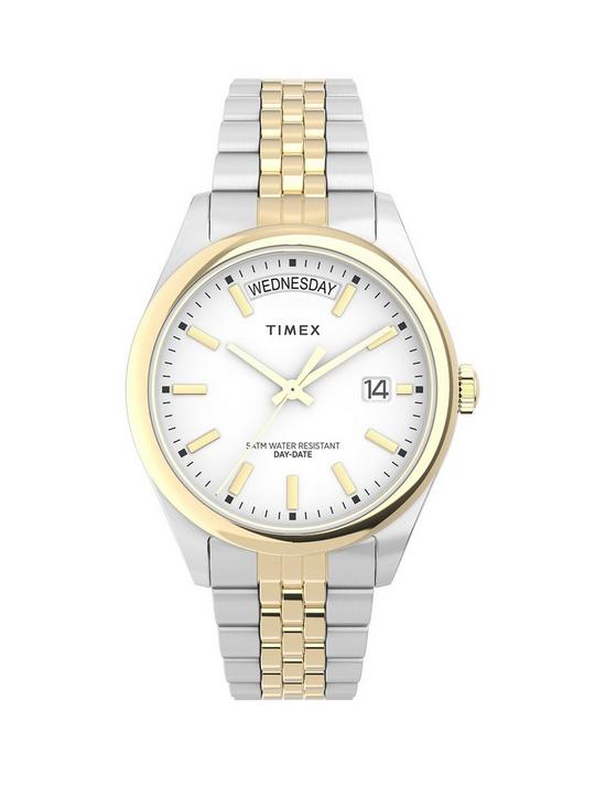 front image of timex-womens-legacy-2-tone-date-and-day-watch