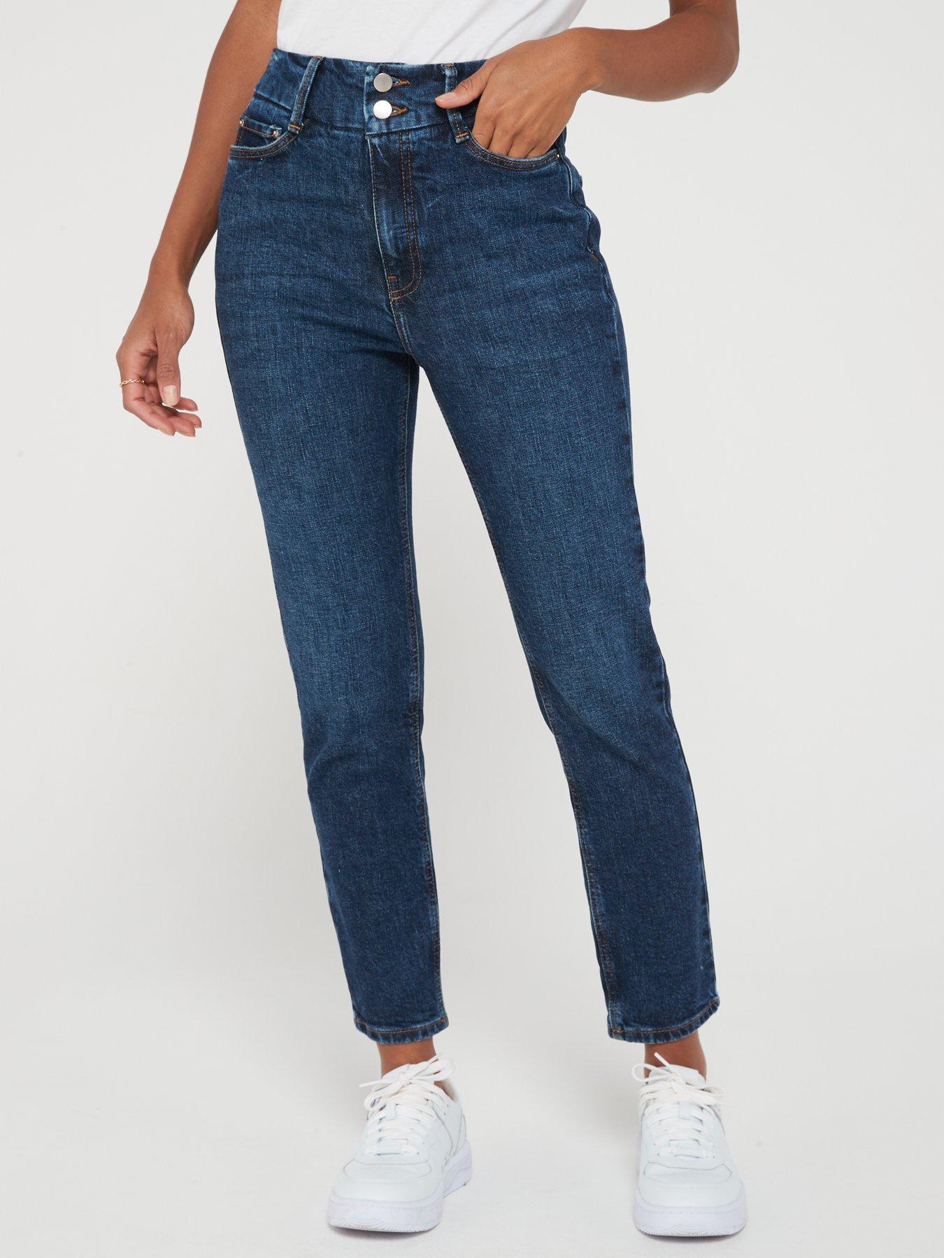 Petite Black Waist Enhance Tori Mom Jeans