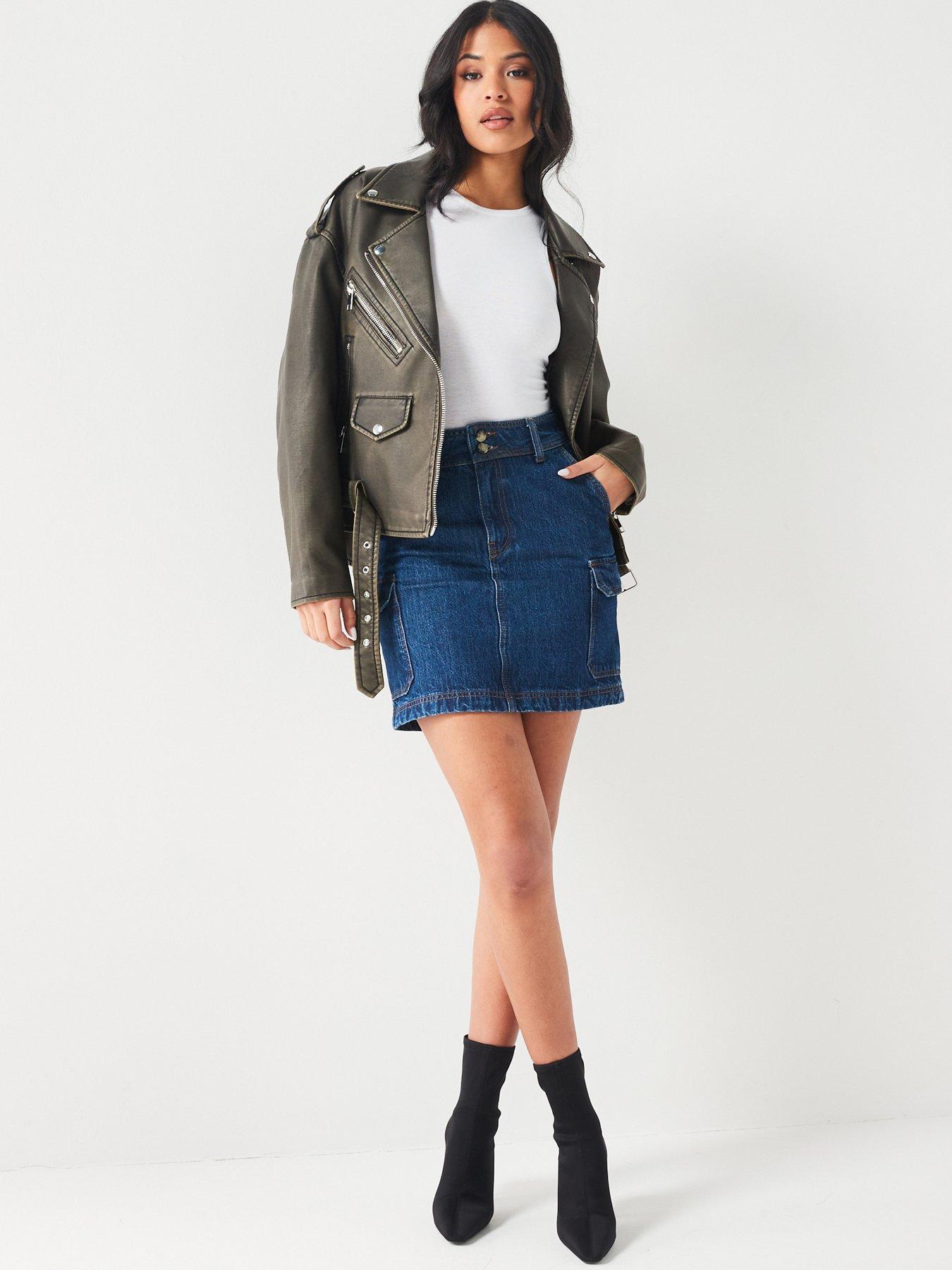 V by Very Utility Denim Mini Skirt Blue littlewoods