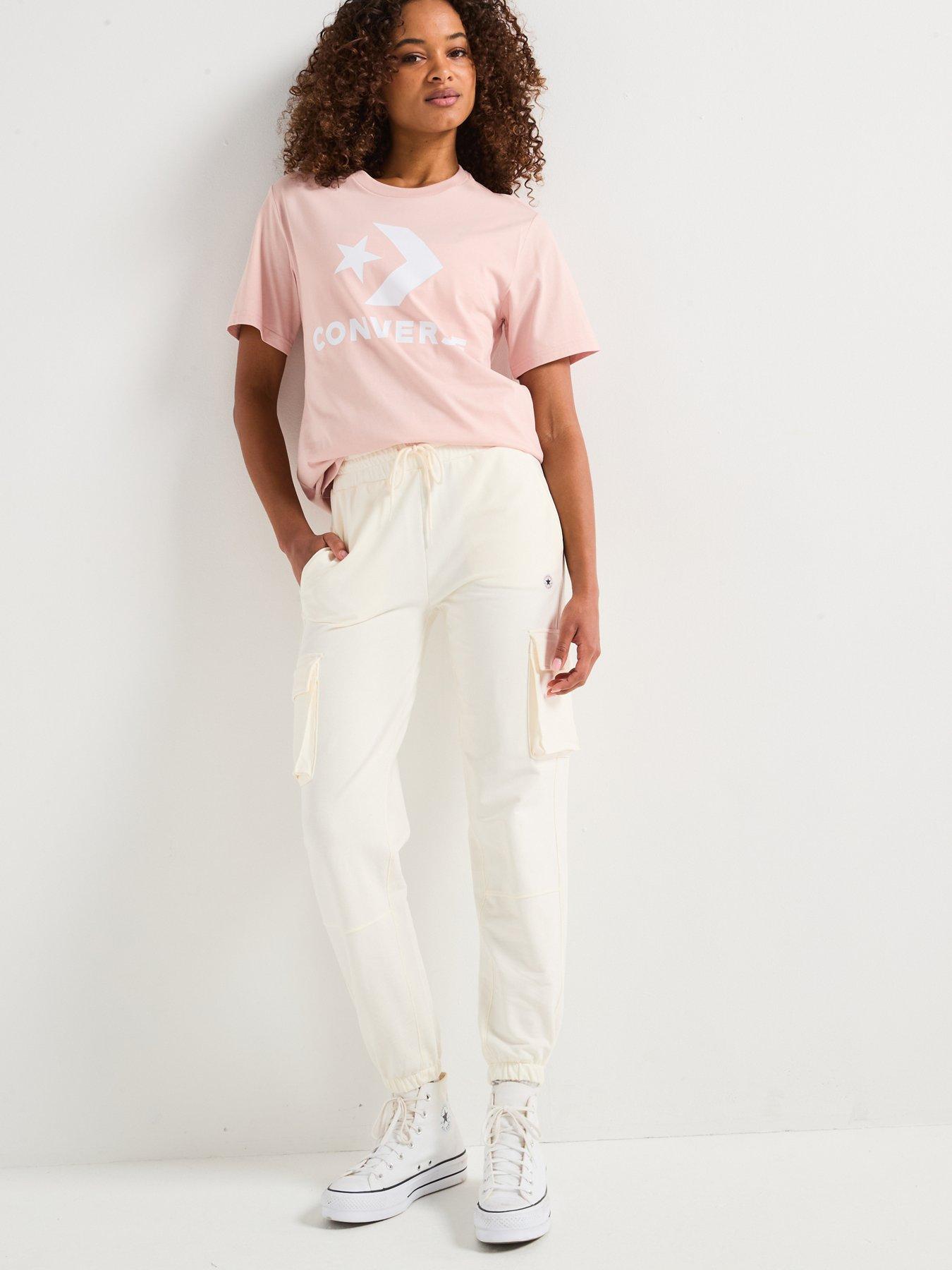  image of converse-center-front-large-logo-star-chevron-short-sleeve-t-shirt-pink