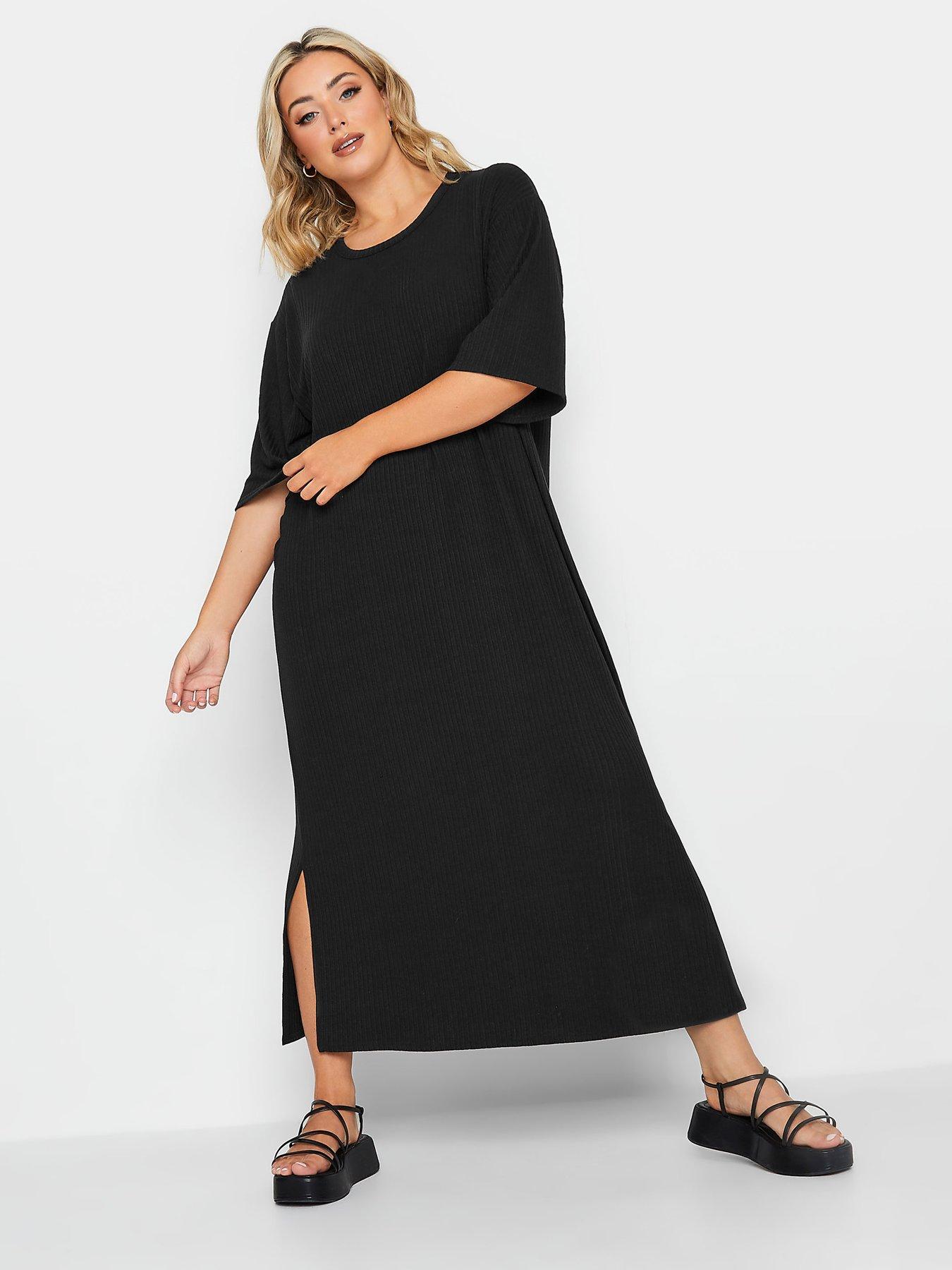 Ribbed T shirt Dress Black