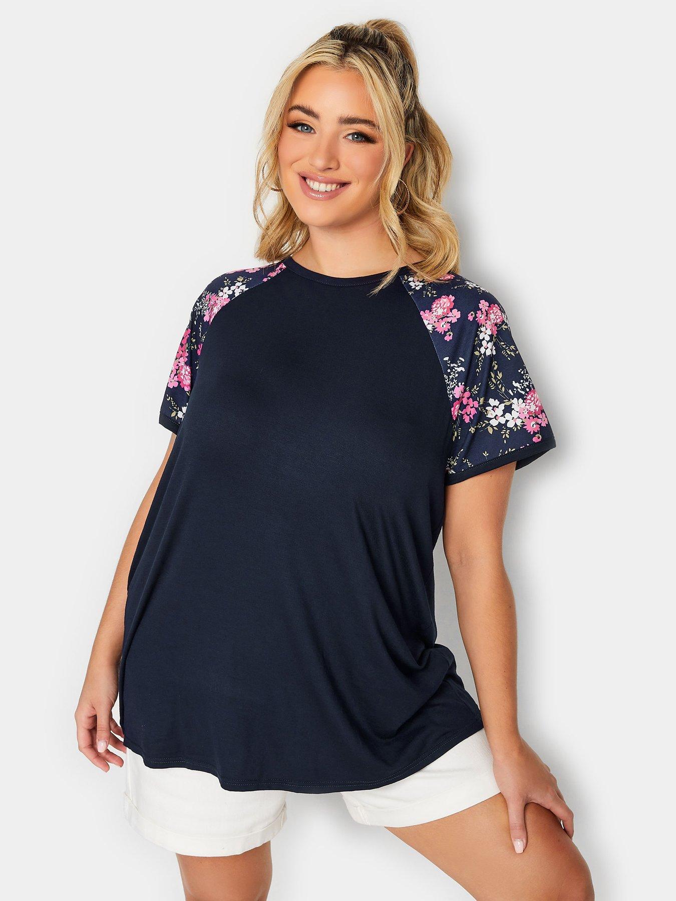  image of yours-navy-floral-raglan-t-shirt