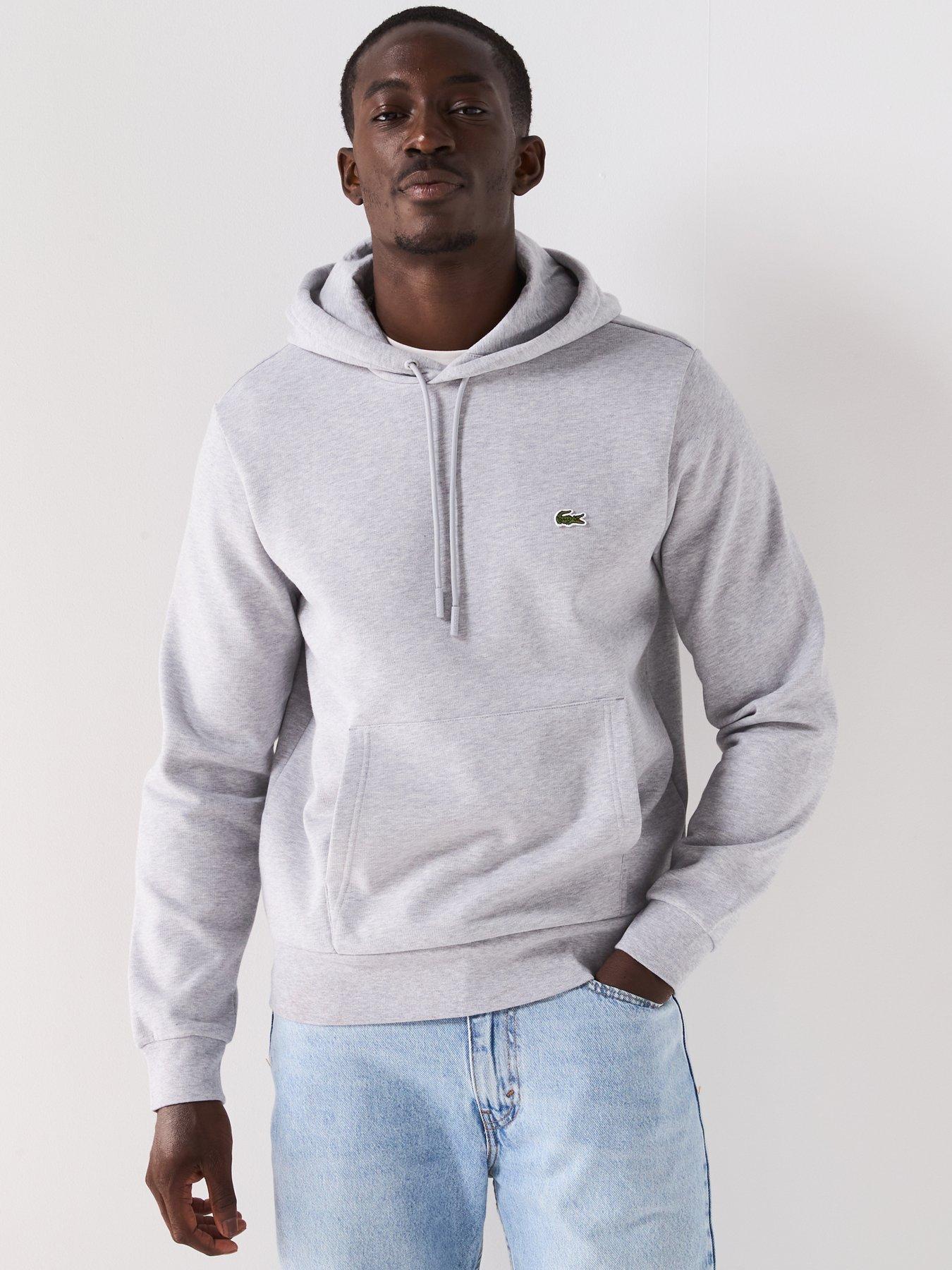 Lacoste Fleece Jersey Overhead Hoodie Light Grey Littlewoods