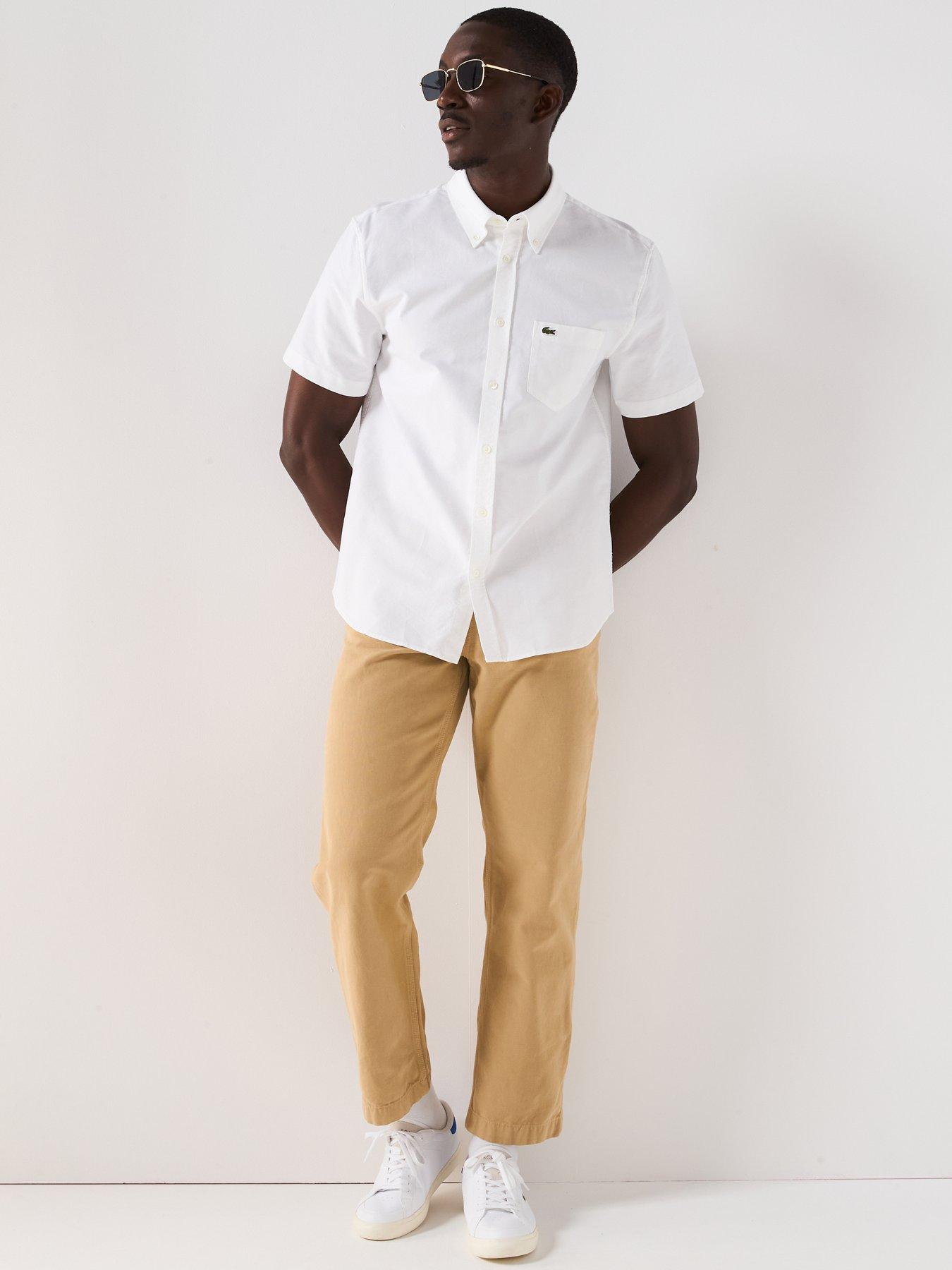 Image 3 of 6 of Lacoste Short Sleeve Oxford Shirt - White