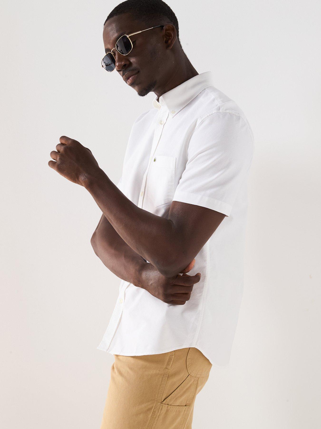 Image 5 of 6 of Lacoste Short Sleeve Oxford Shirt - White