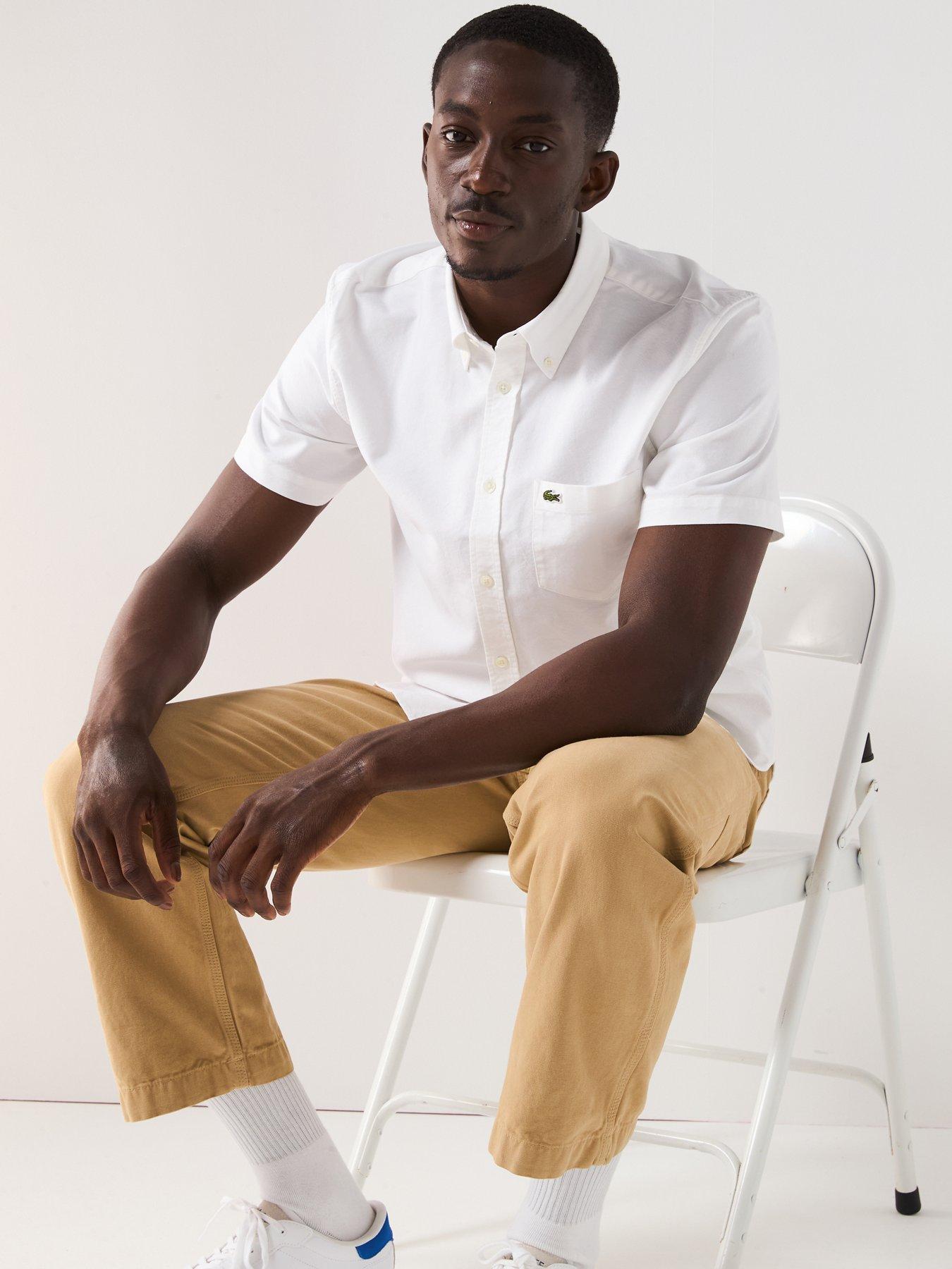 Image 6 of 6 of Lacoste Short Sleeve Oxford Shirt - White