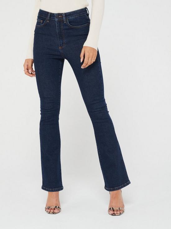 front image of v-by-very-high-rise-flare-jeans-dark-wash