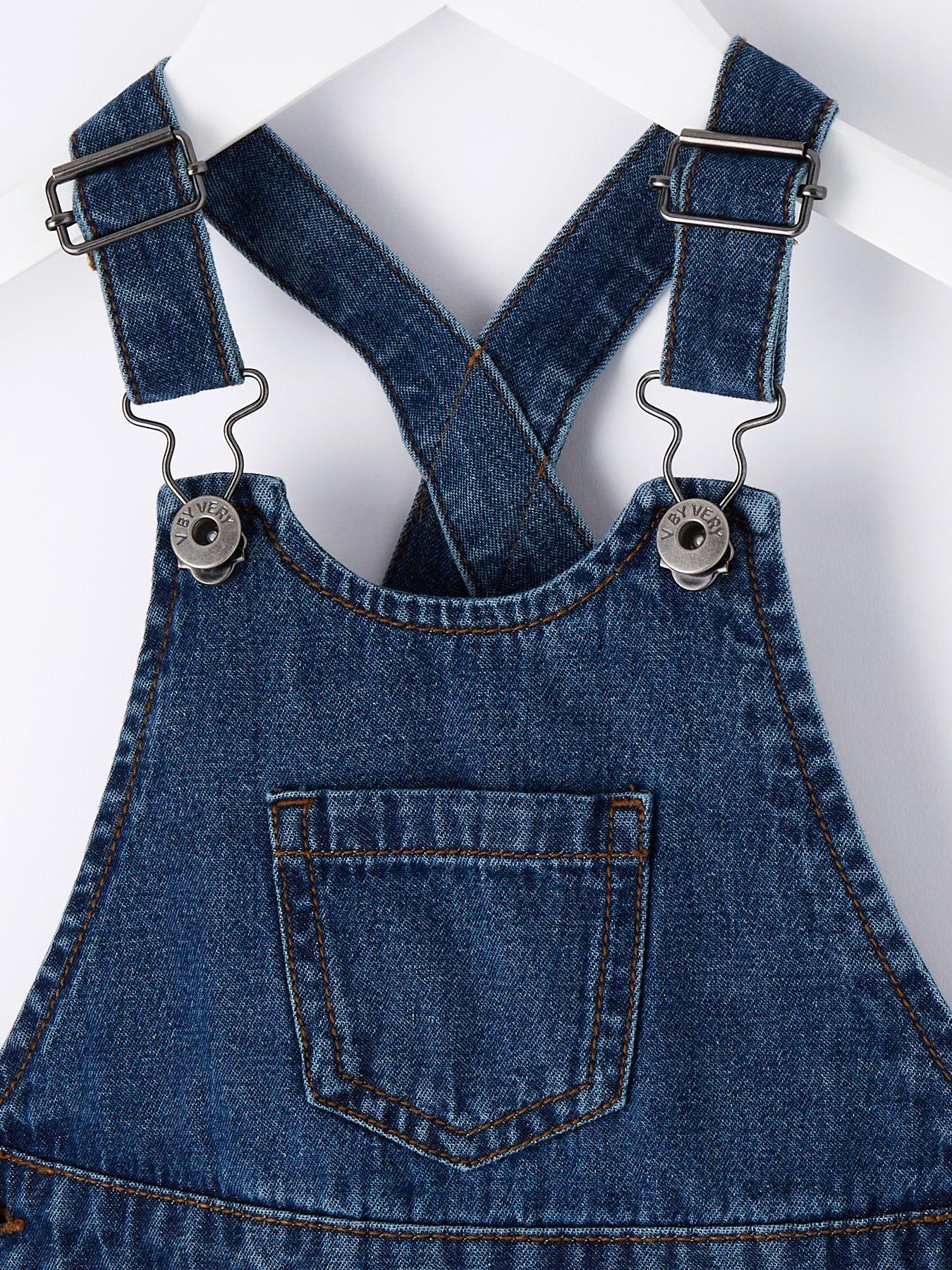 Image 4 of 5 of Mini V by Very Girls Denim Pinny Dress - Blue
