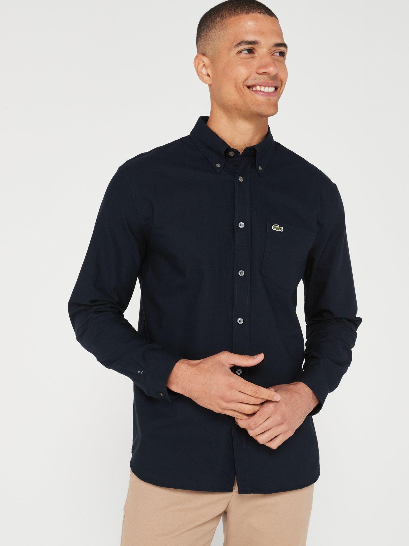 Image 1 of 4 of Lacoste Long Sleeve Oxford Shirt - Navy