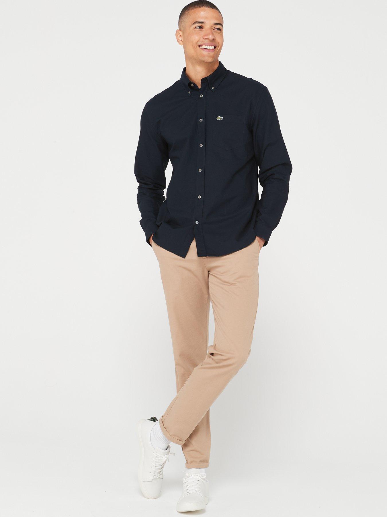 Image 3 of 4 of Lacoste Long Sleeve Oxford Shirt - Navy