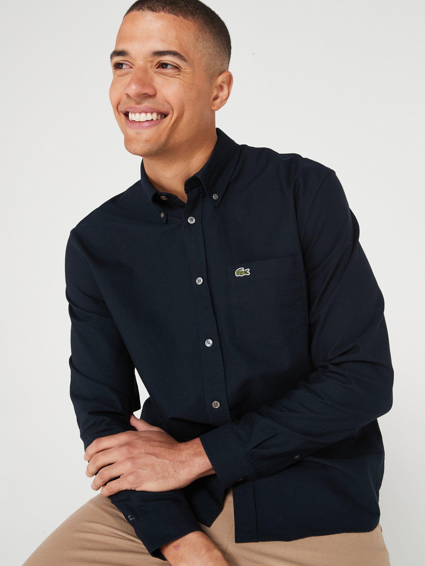 Image 4 of 4 of Lacoste Long Sleeve Oxford Shirt - Navy