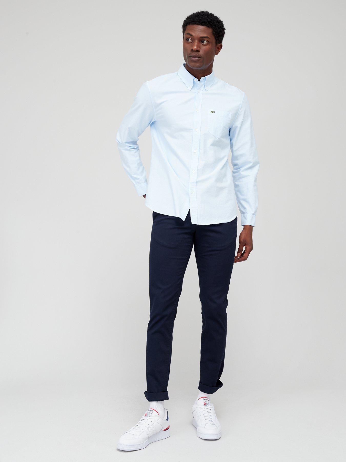 image of lacoste-long-sleeve-oxford-shirt-blue