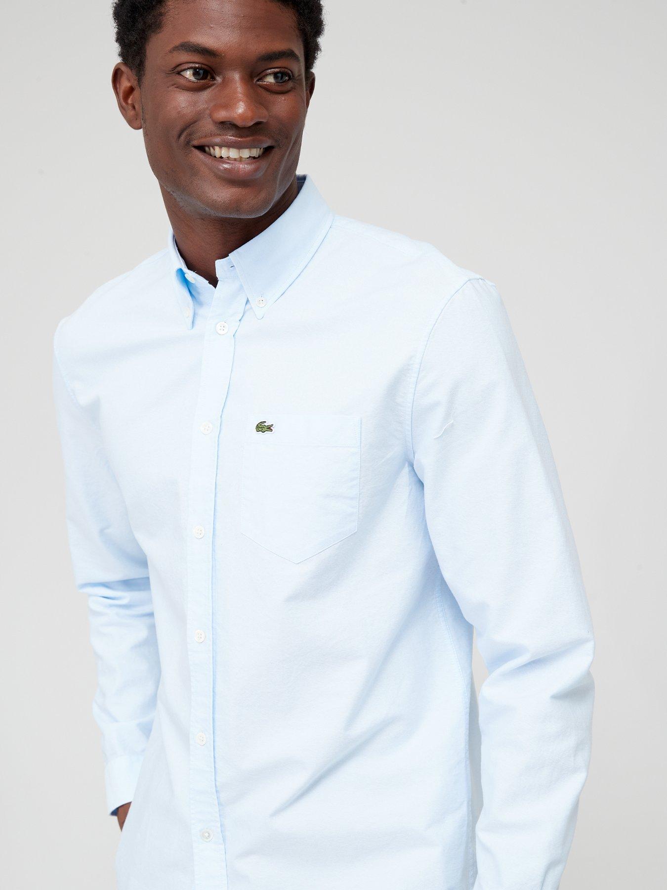  image of lacoste-long-sleeve-oxford-shirt-blue