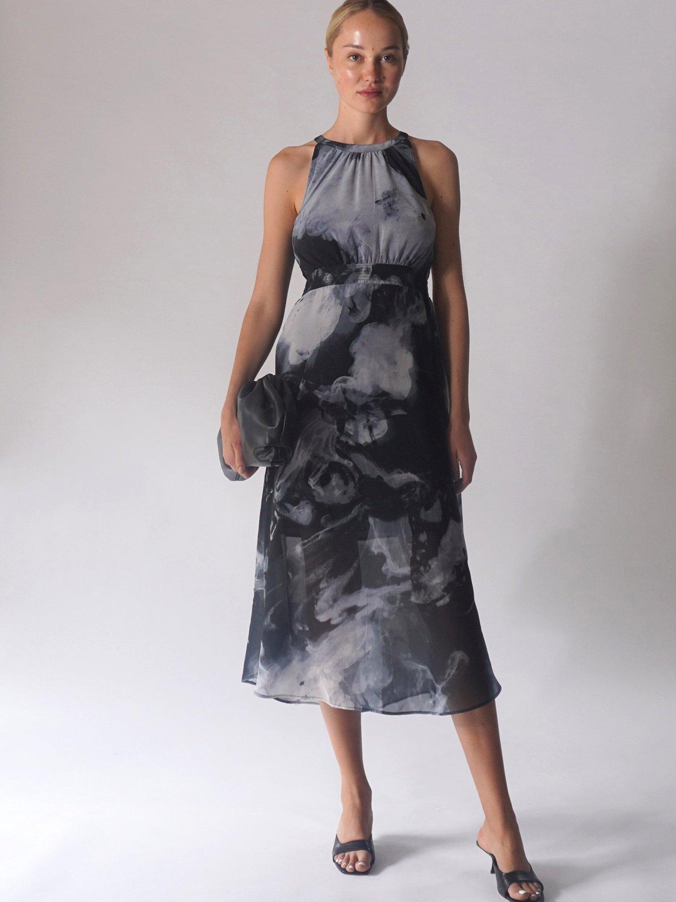 Religion Halterneck Destiny Midi Mist Dress - Grey