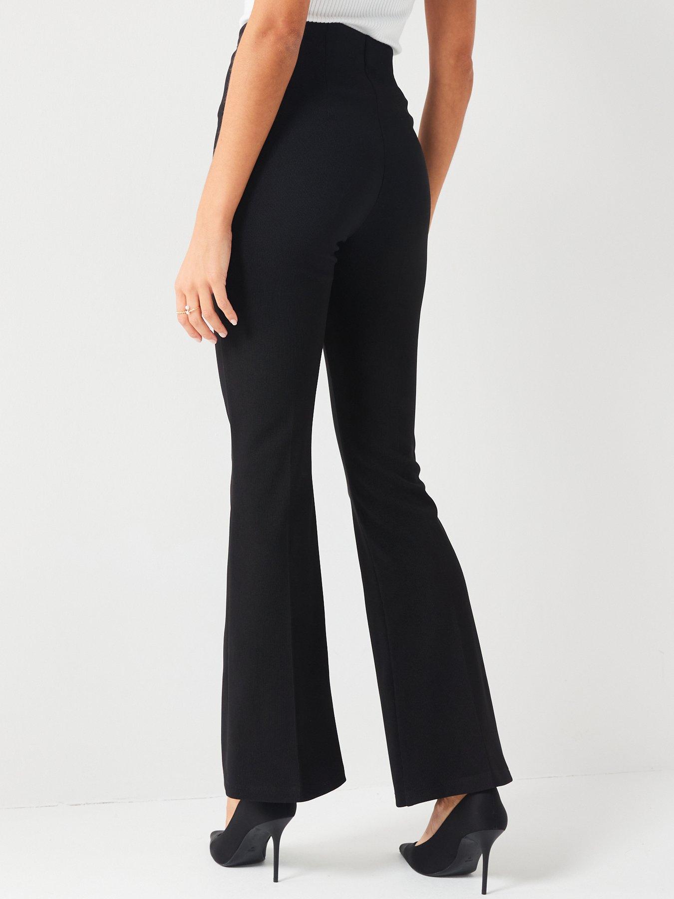 Vero Moda Petite jersey ribbed flare leggings in tan