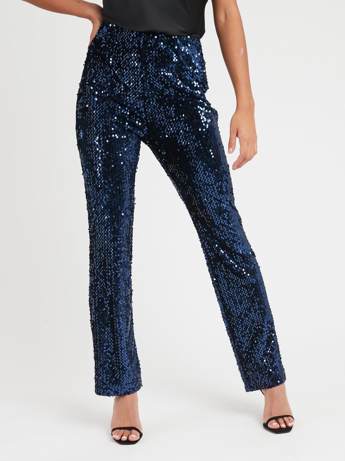 V by Very Sequin Trouser - Blue