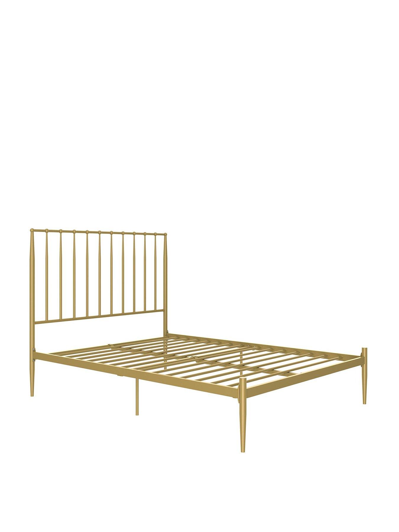  image of dorel-home-giulia-modern-double-metal-bed-frame-gold