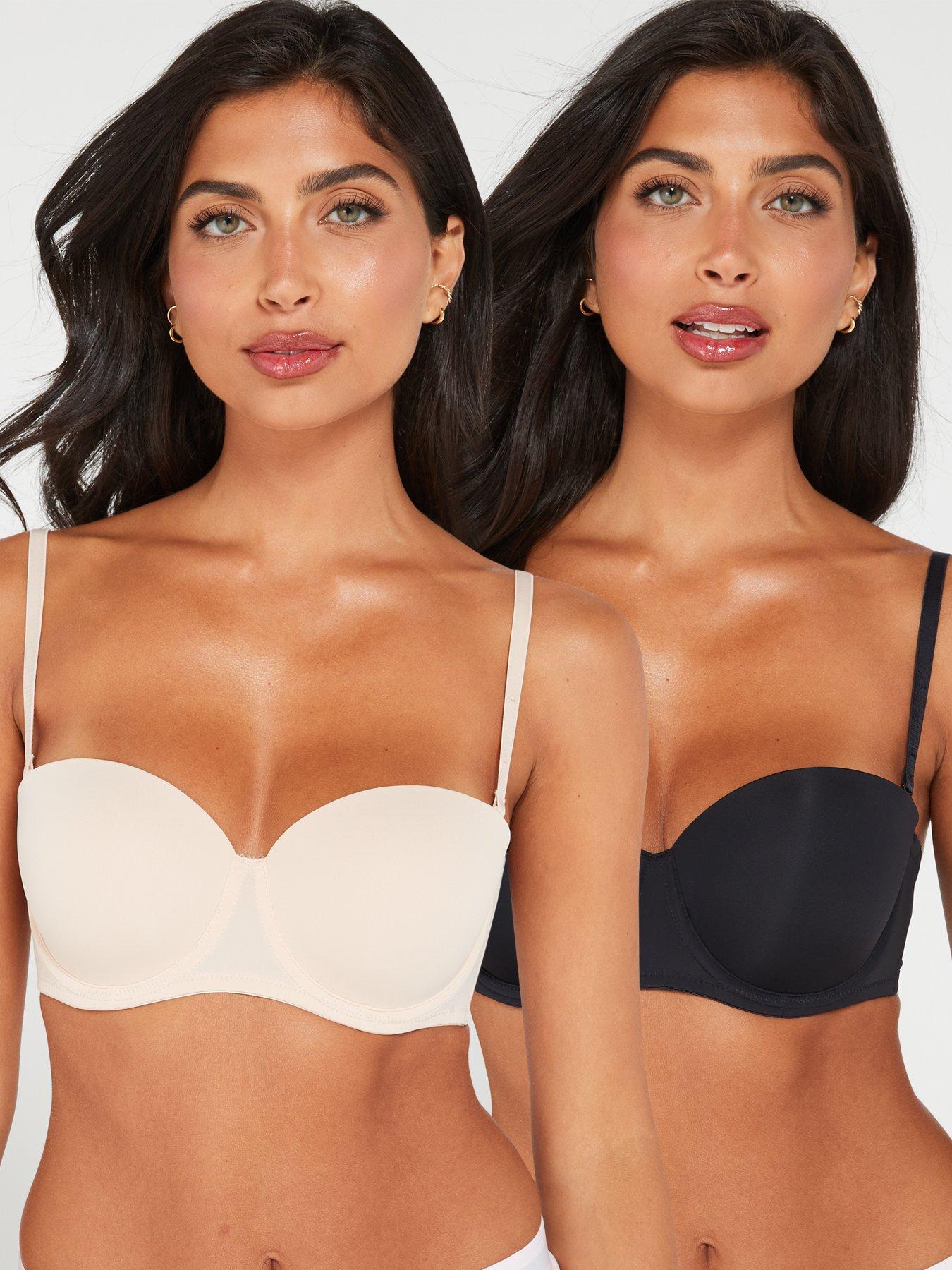New Look 2 Pack Tan Bow Front Strapless Bras