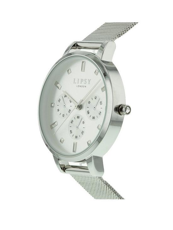 stillFront image of lipsy-silver-mesh-strap-watch-with-silver-dial