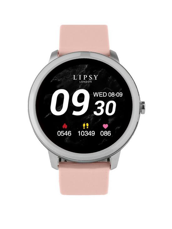 front image of lipsy-pink-pu-smartwatch